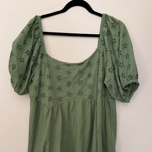 ASOS Green Eyelet Puff Sleeve Dress